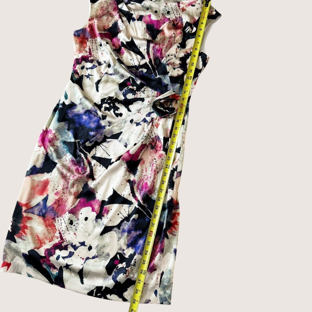 Suzi Chin Maggy Boutique Silk Watercolor Rosette Sheath Dress 10 Wedding guest - Picture 10 of 14